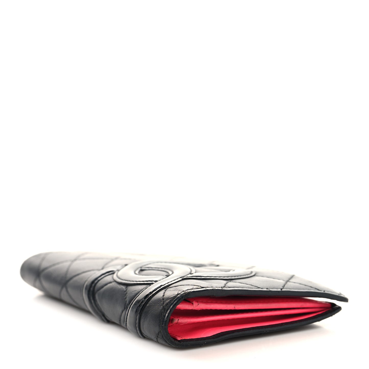 Calfskin Quilted Cambon Yen Wallet Black