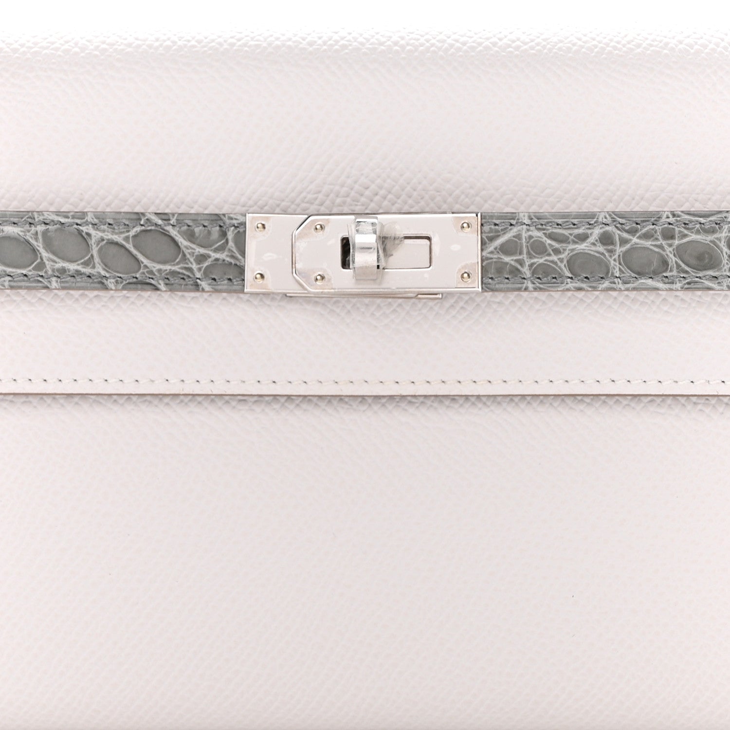 Hermes Epsom Shiny Alligator Touch Kelly Wallet To Go Gris Pale Gris Ciment 8 of 11