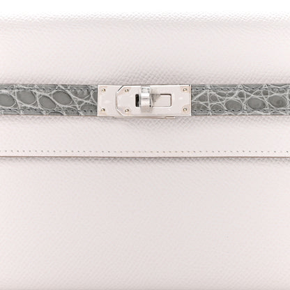 Hermes Epsom Shiny Alligator Touch Kelly Wallet To Go Gris Pale Gris Ciment 8 of 10