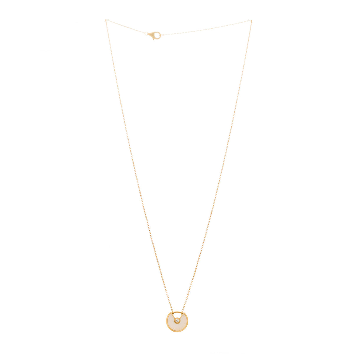 18K Yellow Gold Diamond Mother of Pearl XS Amulette de Cartier Pendant Necklace