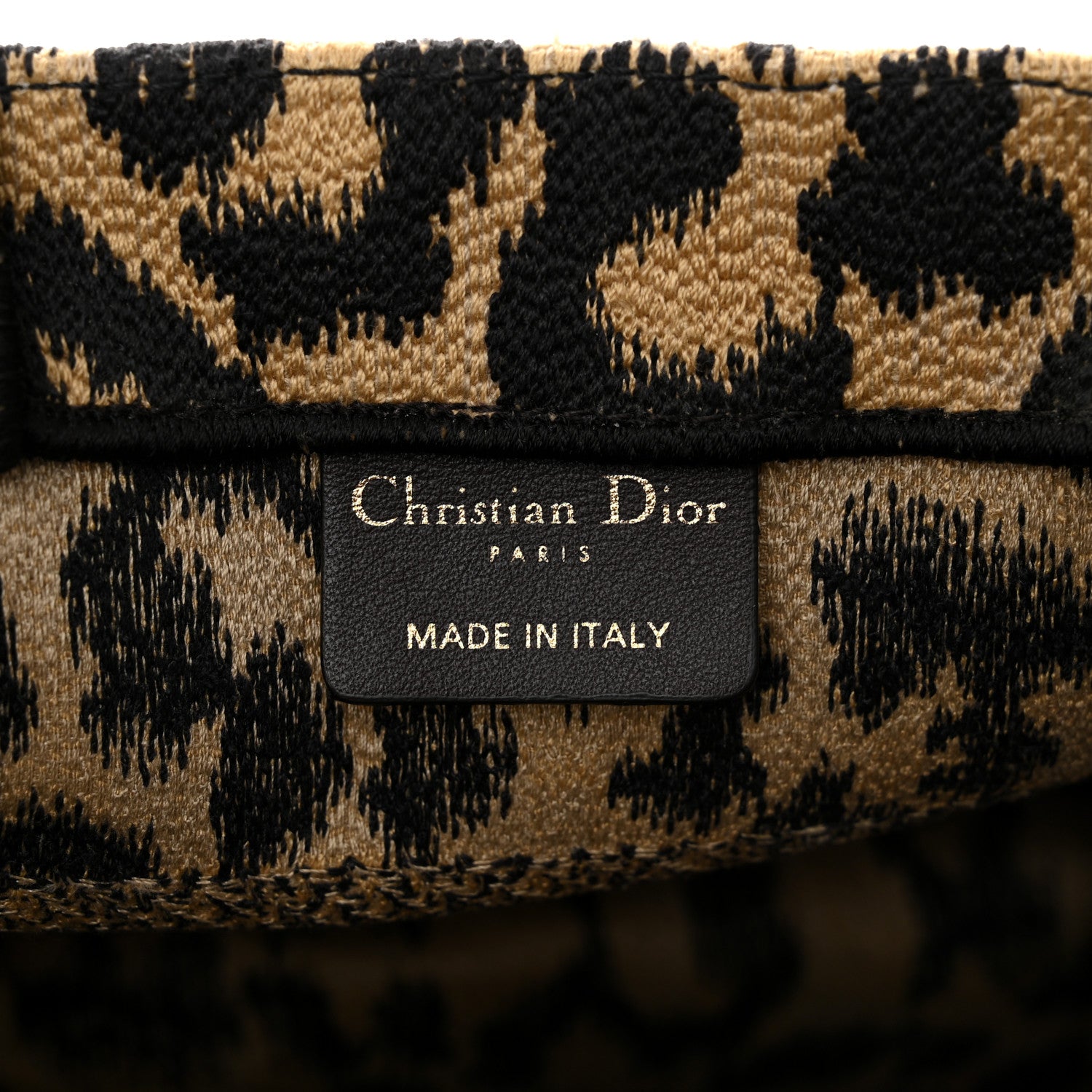 Christian Dior Canvas Mizza Embroidered Small Leopard Book Tote Beige 6 of 10