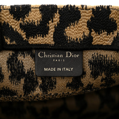 Christian Dior Canvas Mizza Embroidered Small Leopard Book Tote Beige 6 of 10