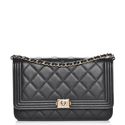 Chanel Caviar Quilted Boy Wallet On Chain WOC Black 1 of 9