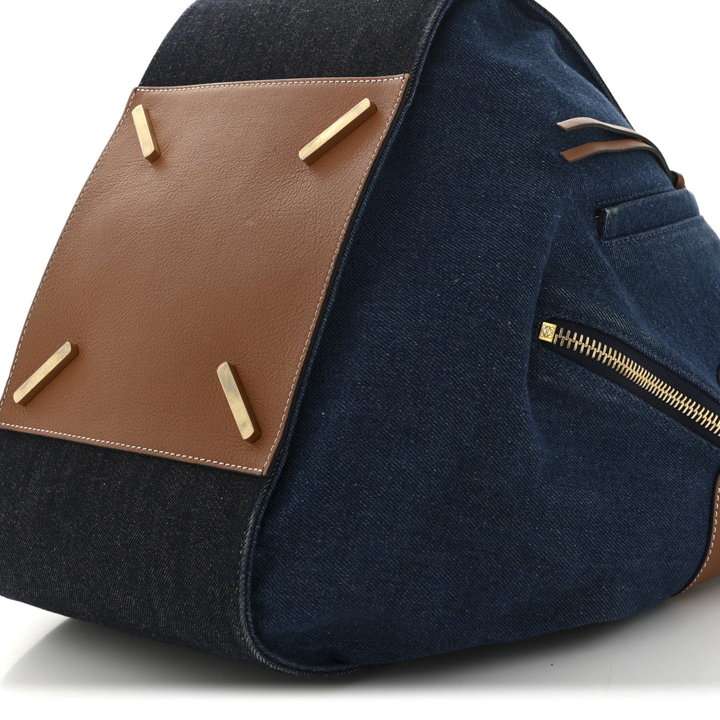 Calfskin Denim Medium Hammock Shoulder Bag  Tan