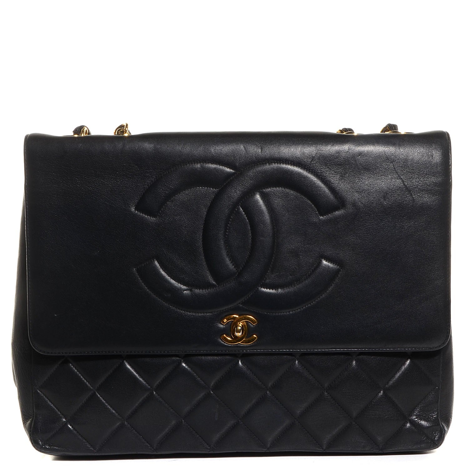Chanel Lambskin Quilted XL Jumbo CC Flap Black 1 of 9