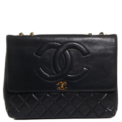 Chanel Lambskin Quilted XL Jumbo CC Flap Black 1 of 9
