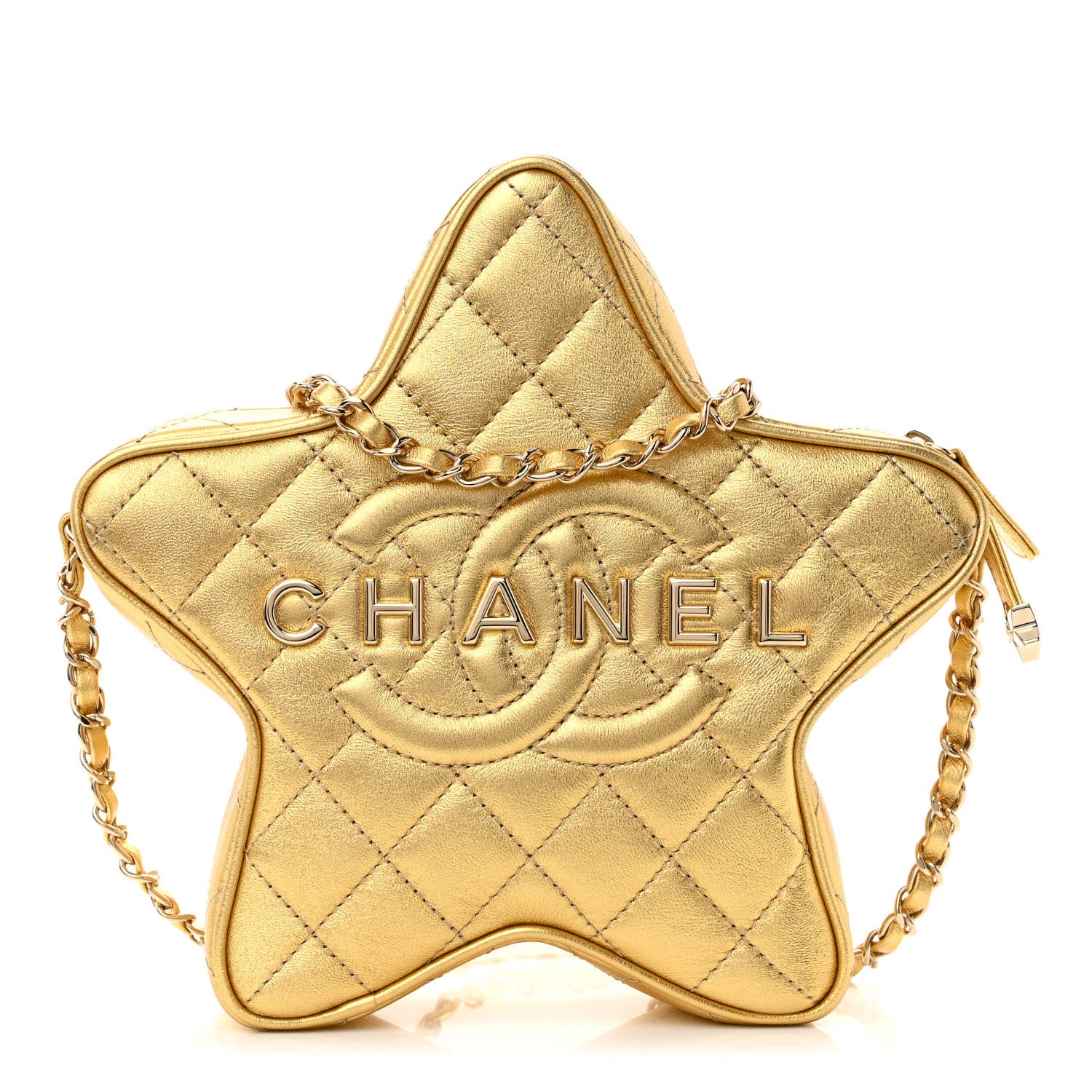 Chanel Metallic Lambskin Quilted Walk Of Fame Star Bag Gold 1 of 11