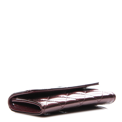 Chanel Striated Patent Quilted Flap Card Holder Burgundy 3 of 8