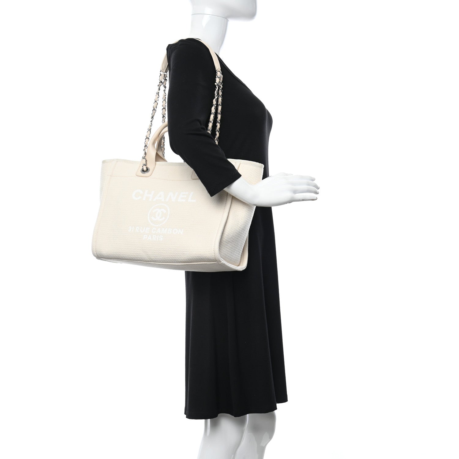 Chanel Mixed Fibers Small Deauville Tote White 2 of 12