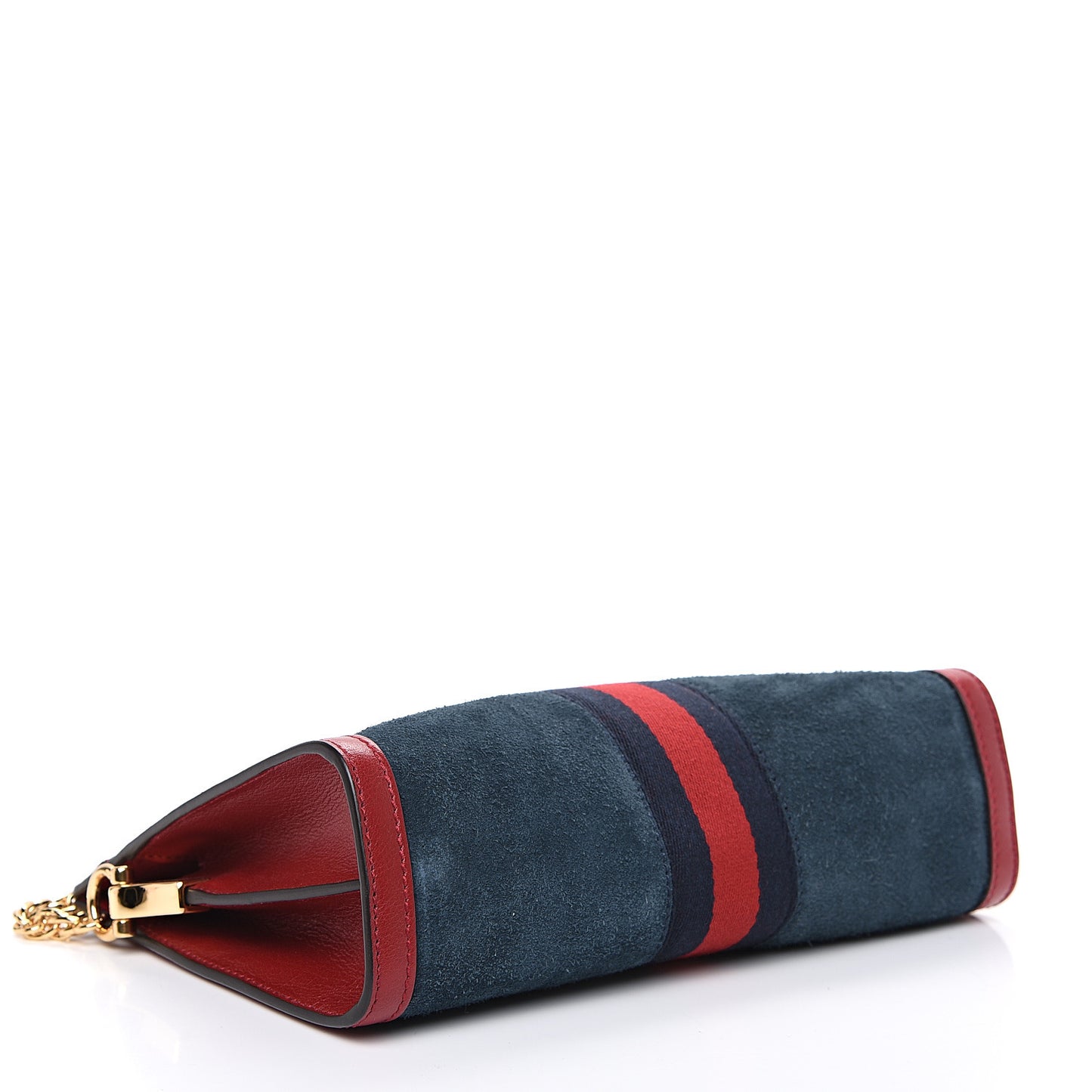 Suede Calfskin Web Small Ophidia Chain Shoulder Bag New Blue Romantic Cherry