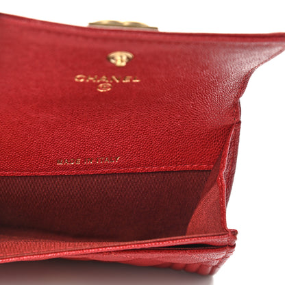 Chanel Caviar Quilted Boy Flap Card Holder Wallet Red 5 of 7