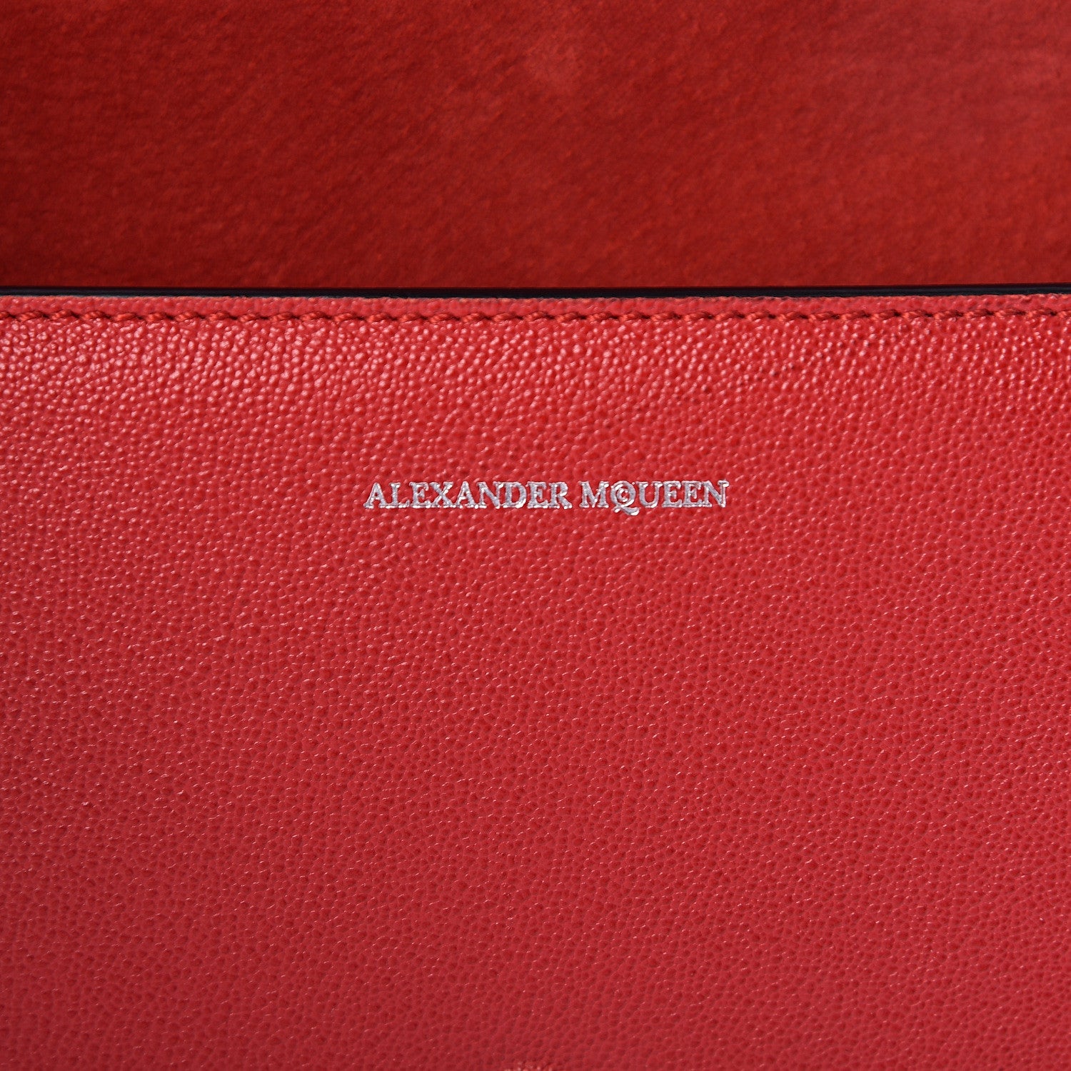 Alexander McQueen Grained Calfskin Medium Insignia Flap China Red 6 of 10