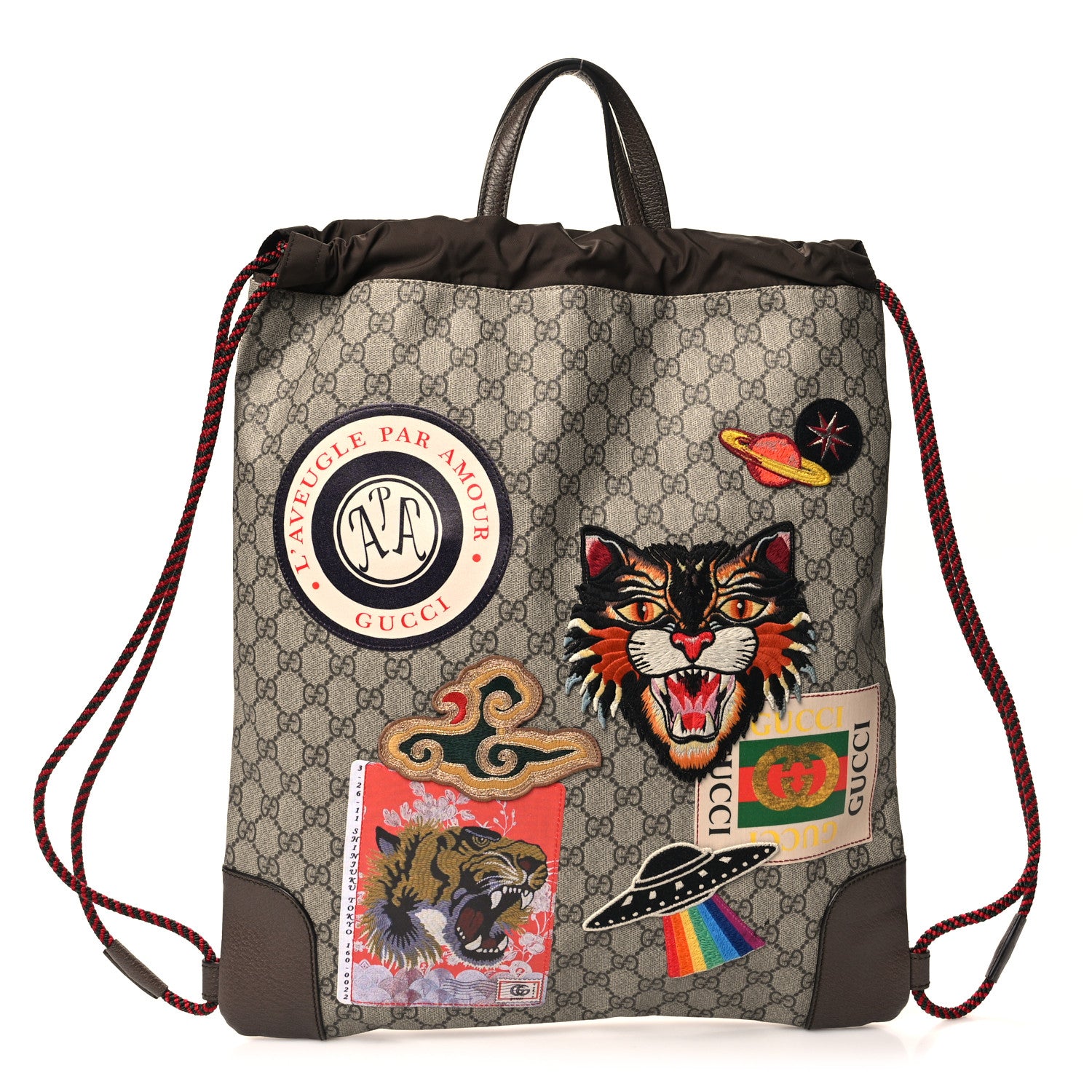 Gucci Soft GG Supreme Monogram Courrier Drawstring Backpack 1 of 11