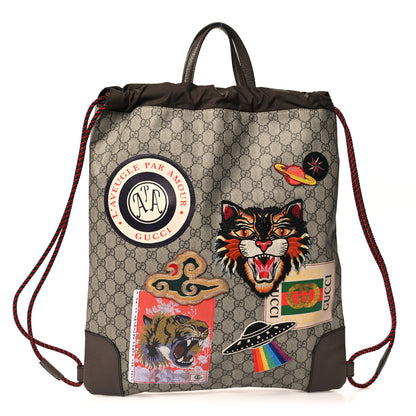 Gucci Soft GG Supreme Monogram Courrier Drawstring Backpack 1 of 11