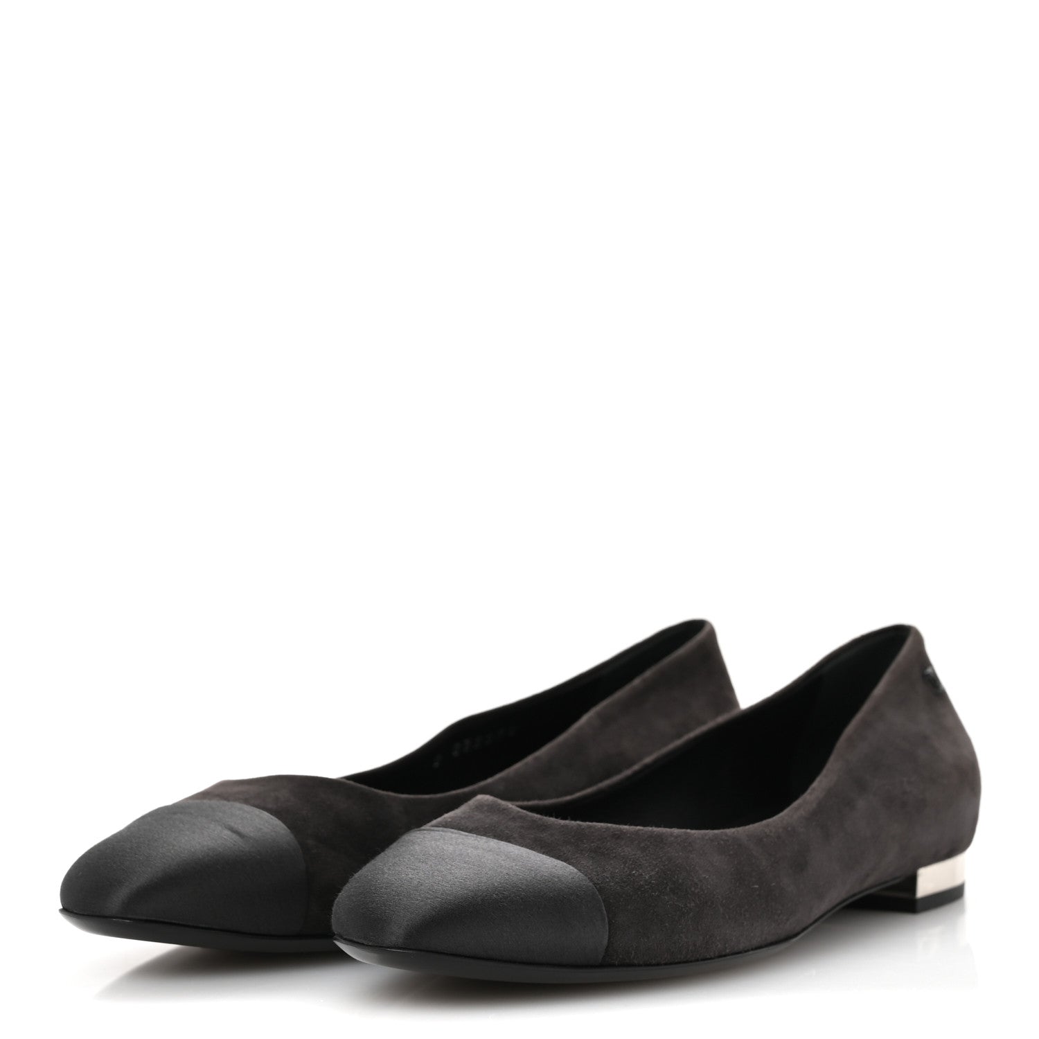 Chanel Suede Satin Cap Toe Ballerina Flats 40 Grey 4 of 10