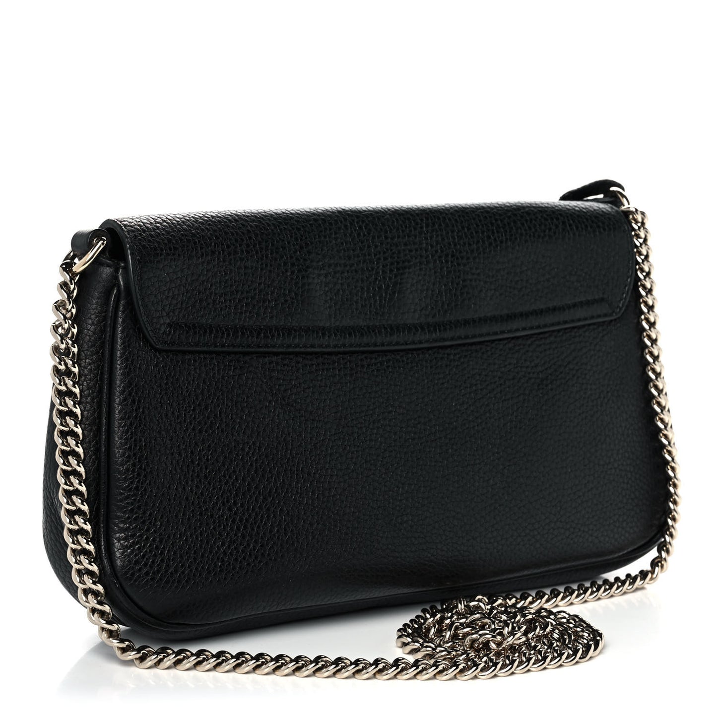 Pebbled Calfskin Medium Soho Flap Crossbody Black