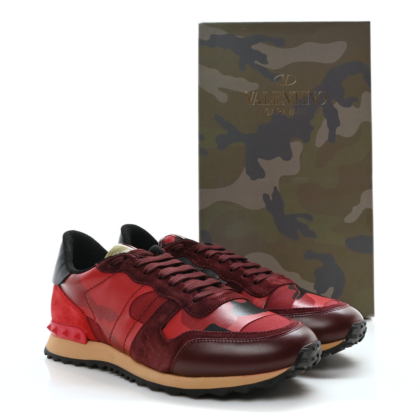 Nappa Suede Camouflage Mens Rockrunner Sneakers 43 Rubin Scarlet