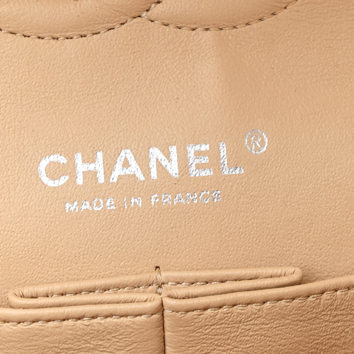 Lambskin Quilted Medium Double Flap Beige