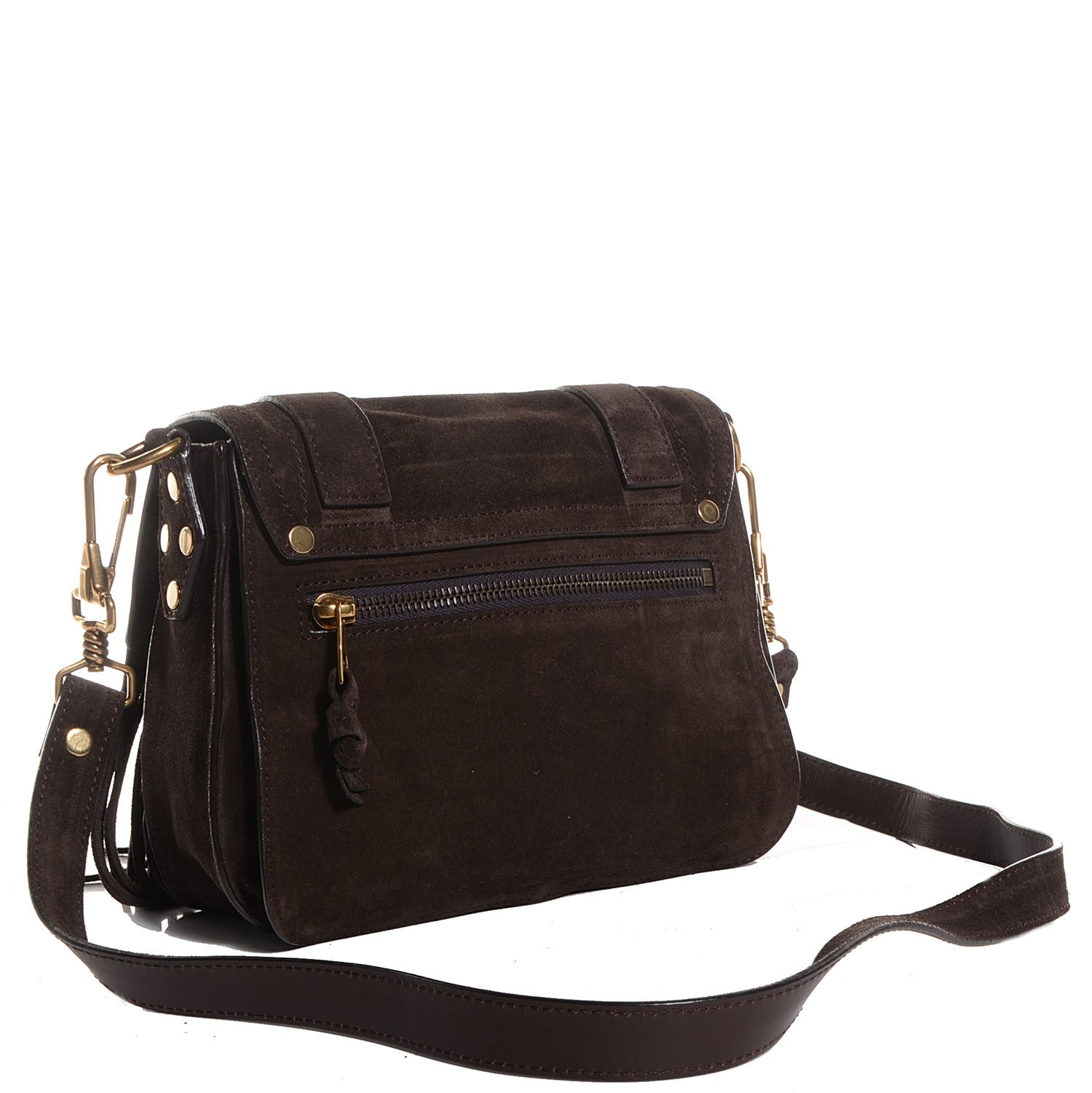 Proenza Schouler Suede Fringed PS1 Crossbody Pouch Messenger Bark 3 of 14