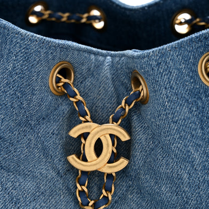 Chanel Washed Denim Quilted Small Chanel 25 Handbag Blue 12 of 12