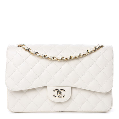 Chanel Caviar Quilted Jumbo Double Flap White 1 of 12