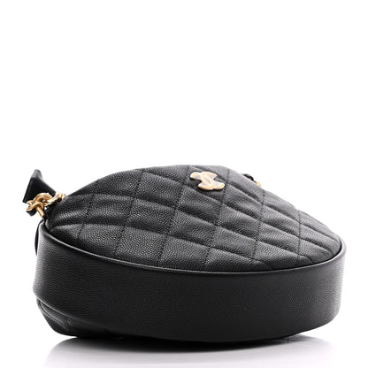 Chanel Shiny Caviar Quilted Bow Pouch Hobo Black 4 of 13