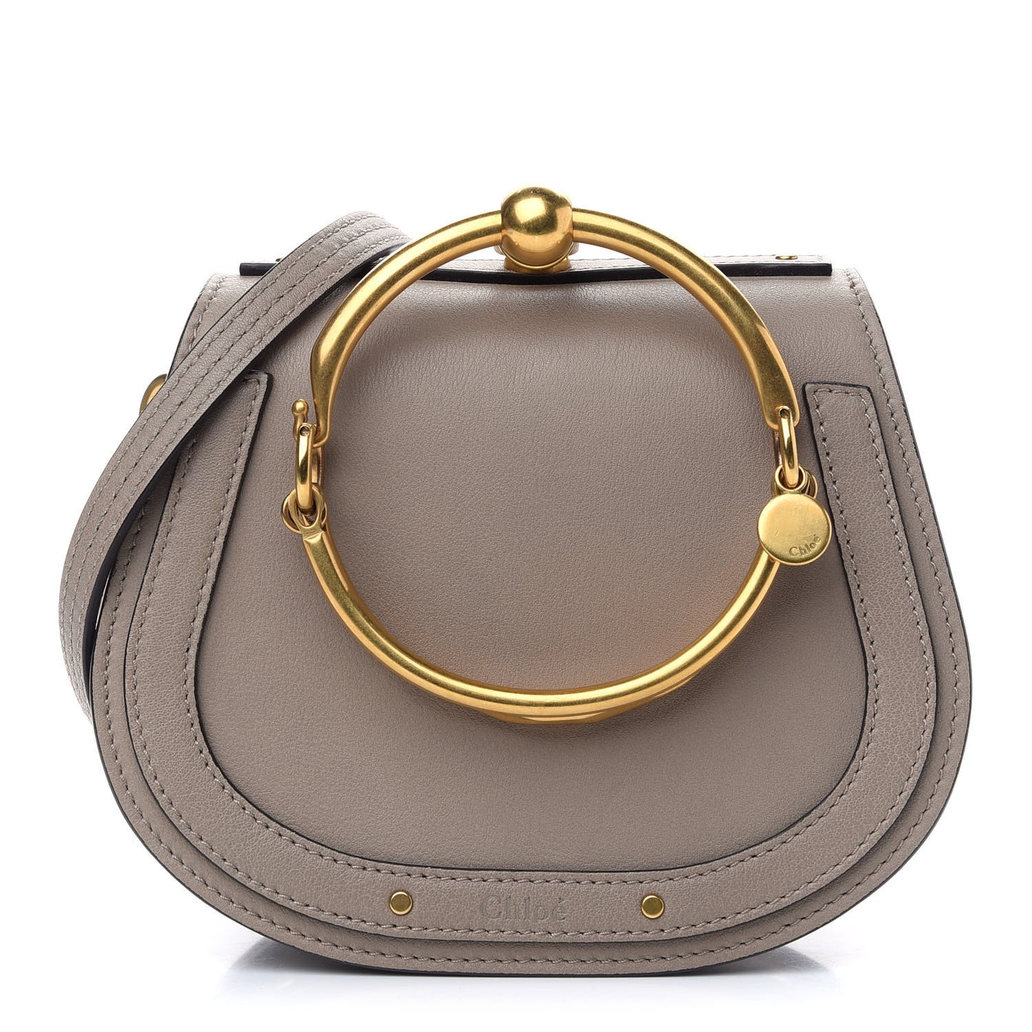 Calfskin Suede Small Nile Bracelet Bag Motty Grey