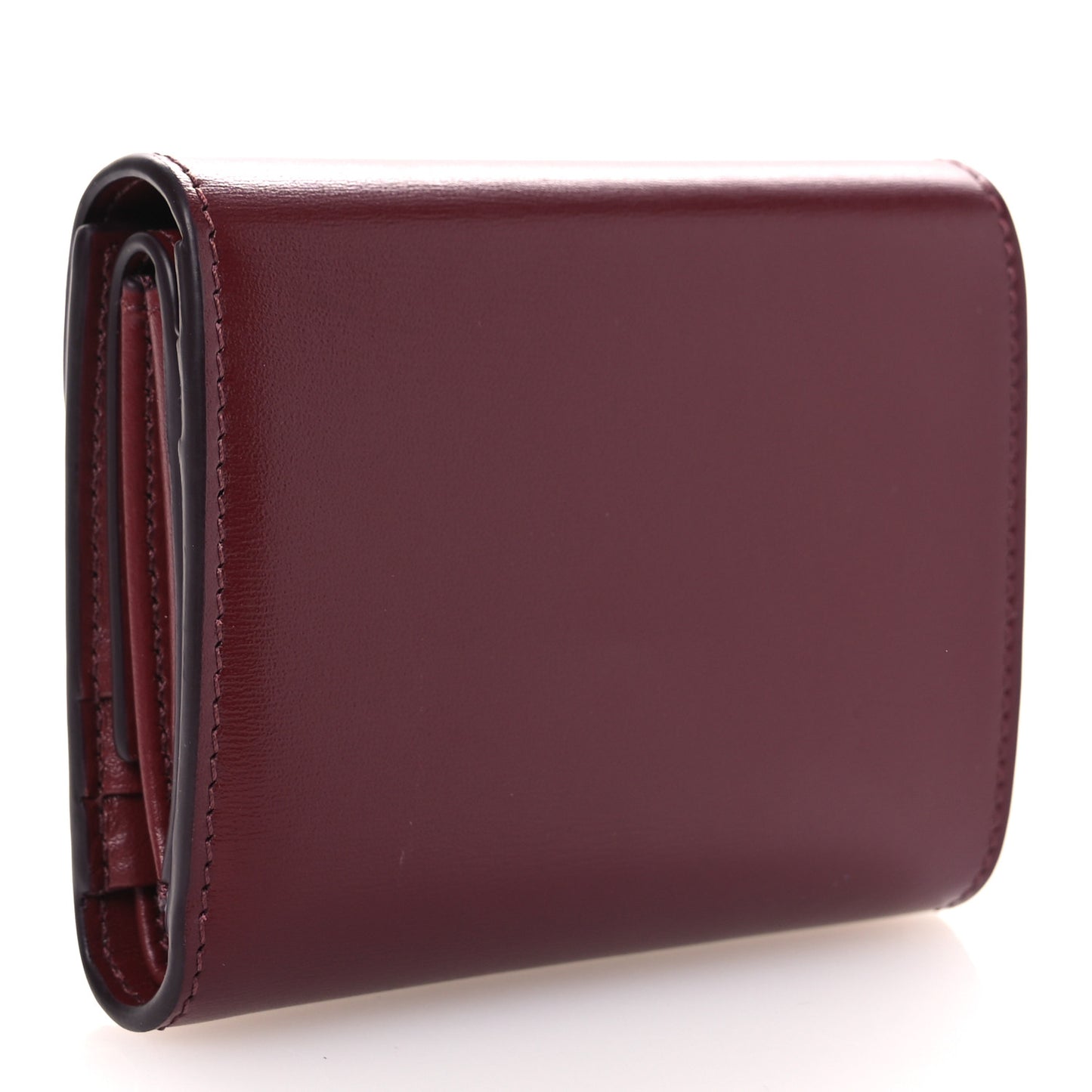 Shiny Calfskin Small Triomphe Wallet Deep Burgundy