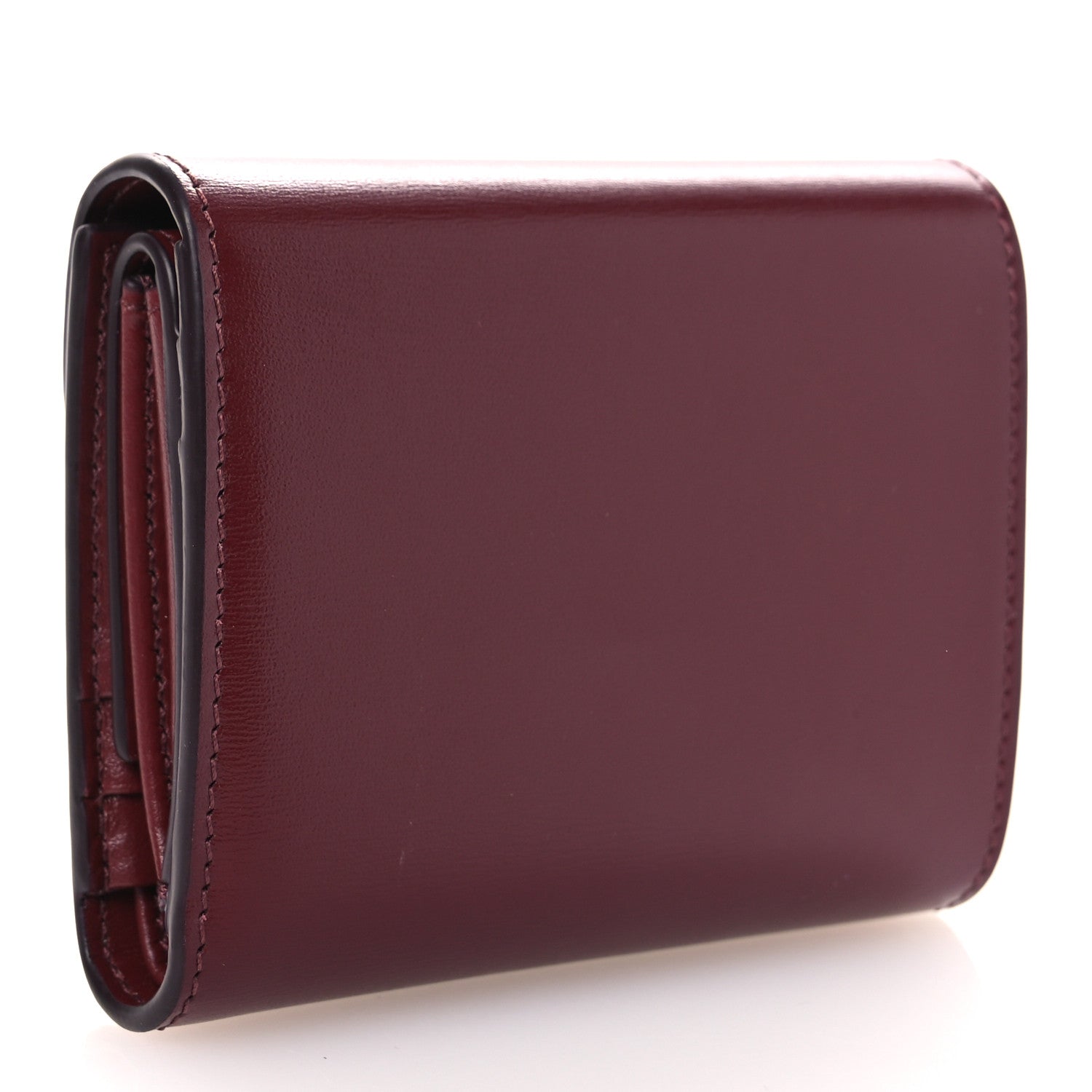 Celine Shiny Calfskin Small Triomphe Wallet Deep Burgundy 3 of 11