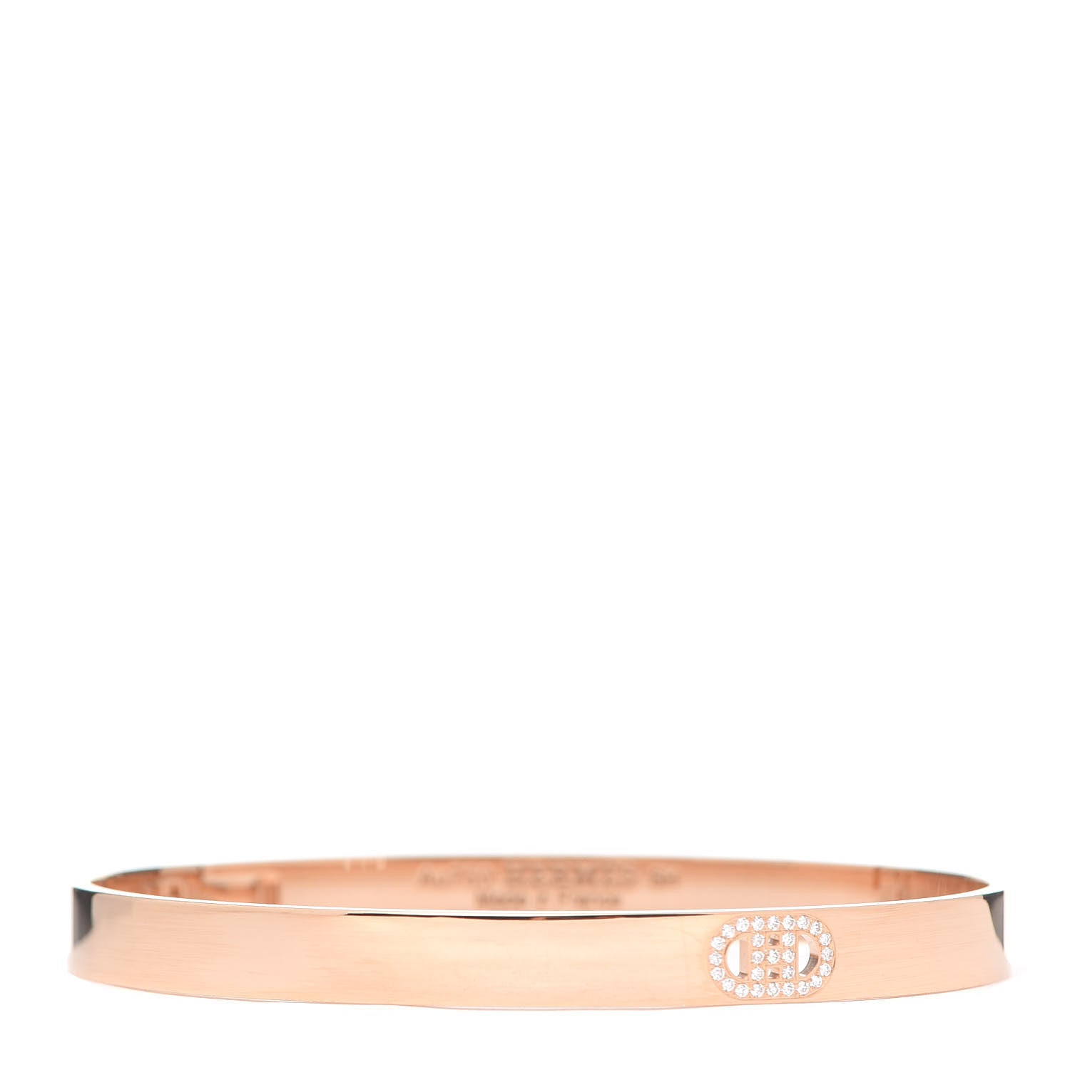 Hermes 18K Rose Gold Diamond PM H D'Ancre Bracelet SH 1 of 6