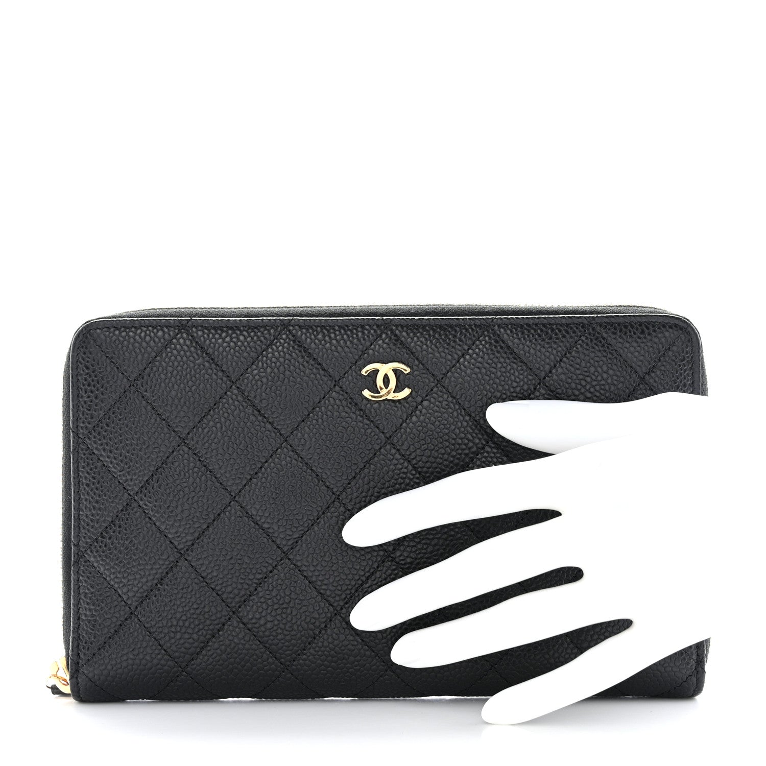 Chanel Caviar Quilted Large Zip Around Organizer Wallet Black 2 of 8