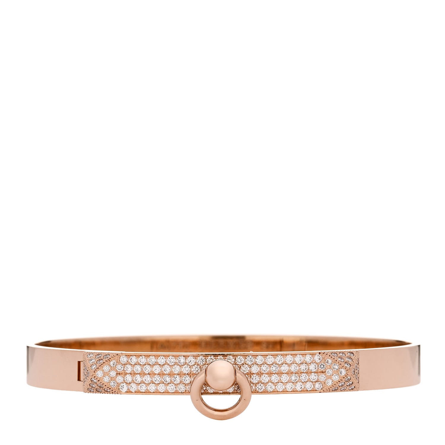 Hermes 18K Rose Gold Diamond PM Collier De Chien Pave Bracelet SH 1 of 3