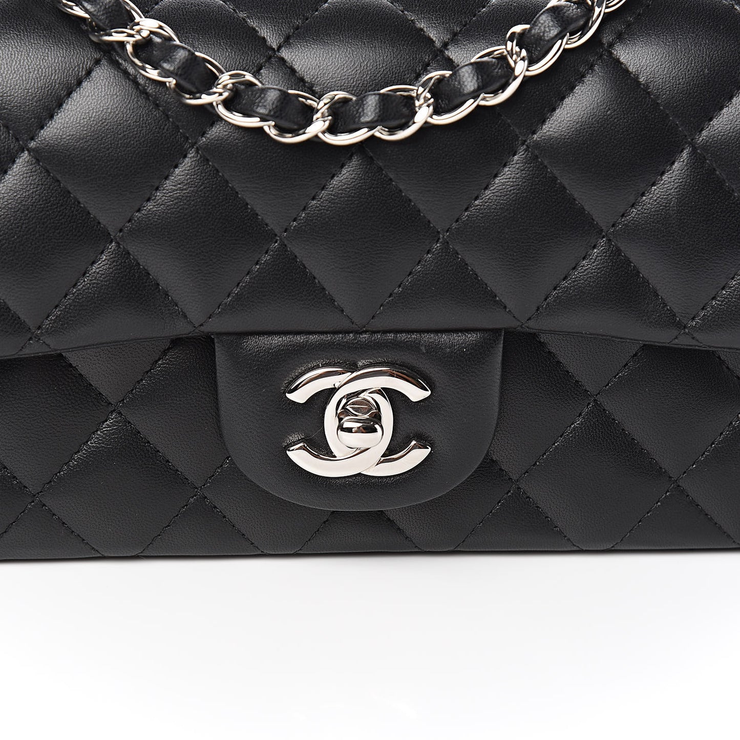 Lambskin Quilted Mini Rectangular Flap Black