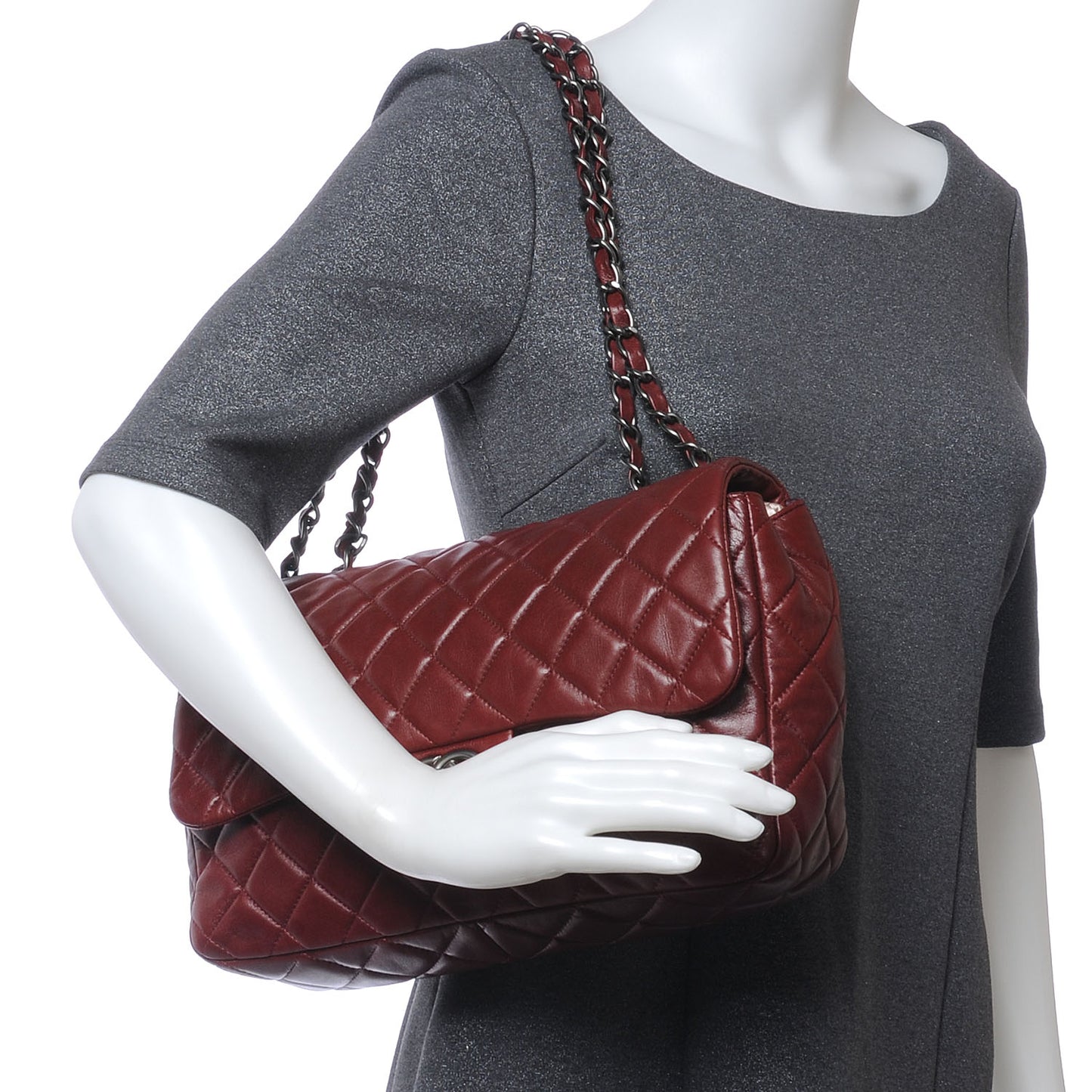 Lambskin Jumbo Single Flap Dark Red