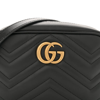 Gucci Calfskin Matelasse Mini GG Marmont Chain Shoulder Bag Black 8 of 11