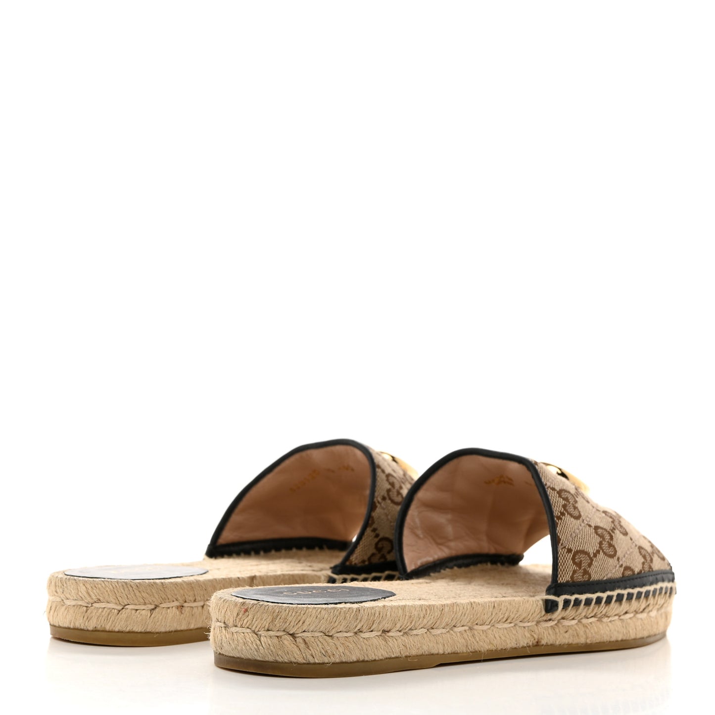 Monogram Matelasse GG Marmont Espadrille 20mm Slide Sandals 40 Beige Ebony Black