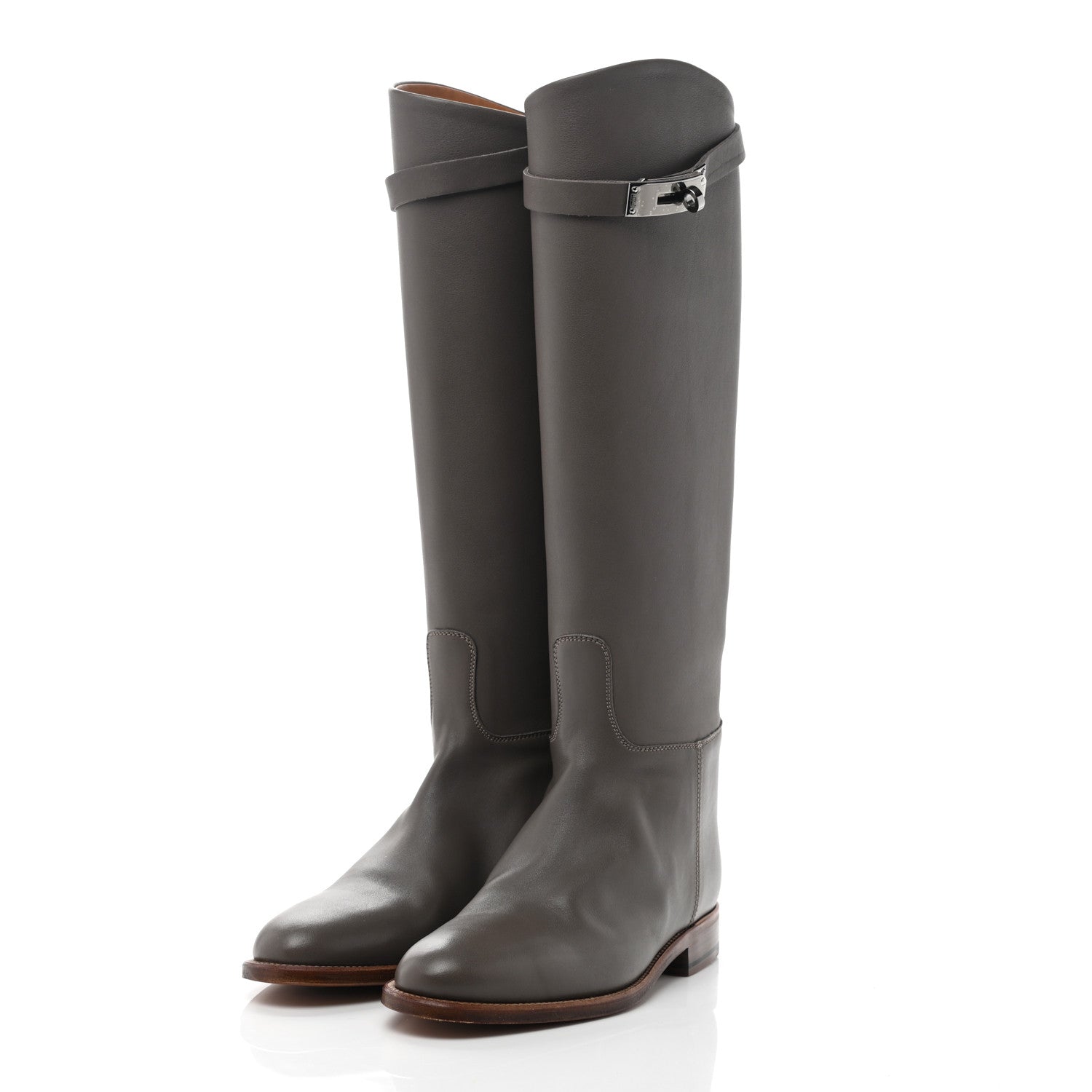 Hermes Swift Kelly Jumping Boots 35.5 Etain 3 of 8