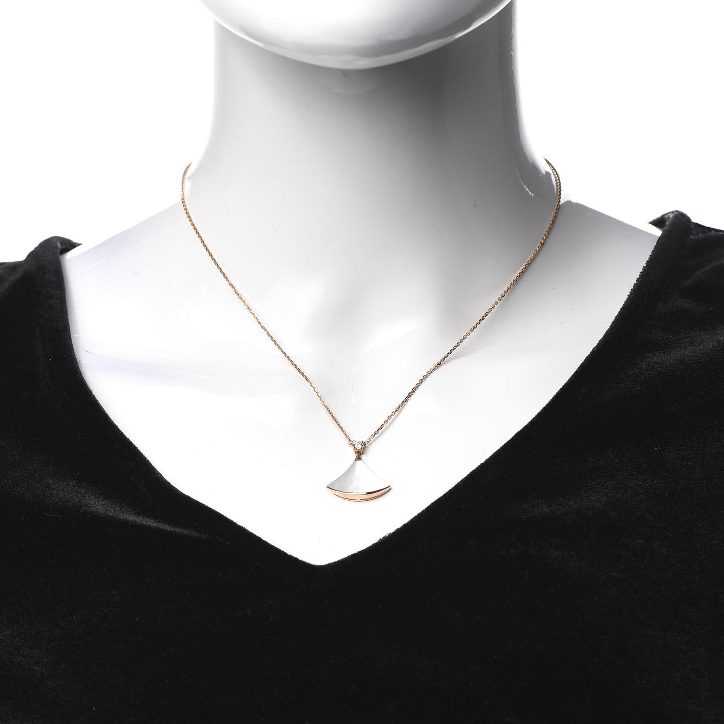 18K Rose Gold Diamond Mother of Pearl Divas' Dream Pendant Necklace