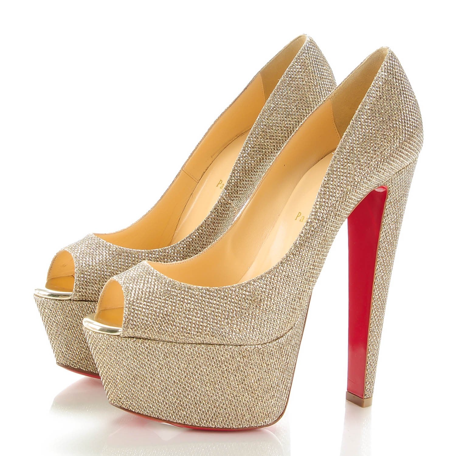 Christian Louboutin Glitter Fabric Altareva 160 Pumps 40 Gold 3 of 7