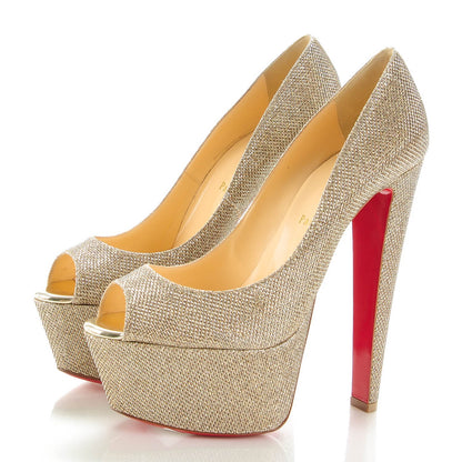 Christian Louboutin Glitter Fabric Altareva 160 Pumps 40 Gold 3 of 7