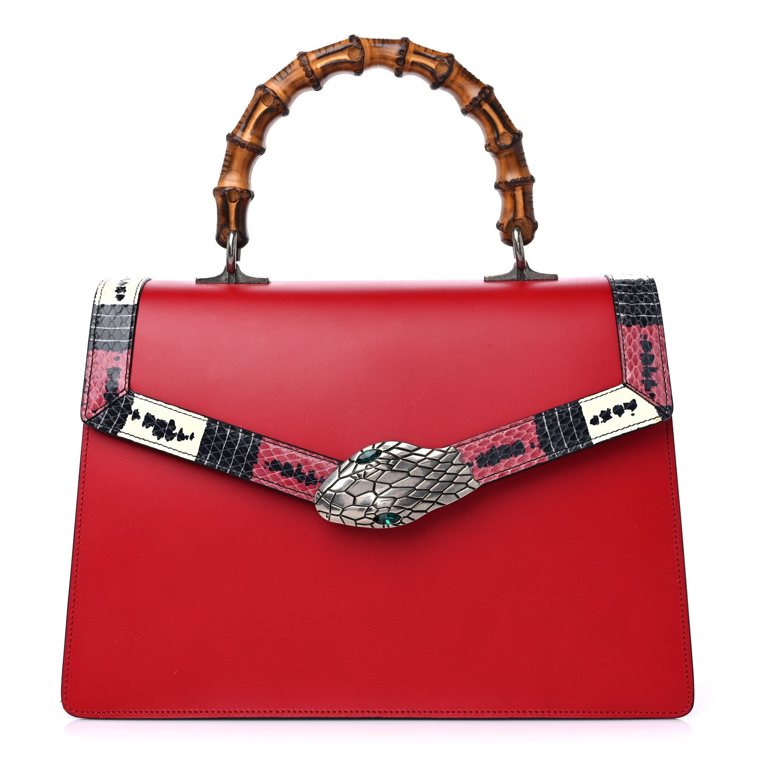 Gucci Calfskin Snakeskin Medium Lilith Top Handle Bag Red 1 of 10