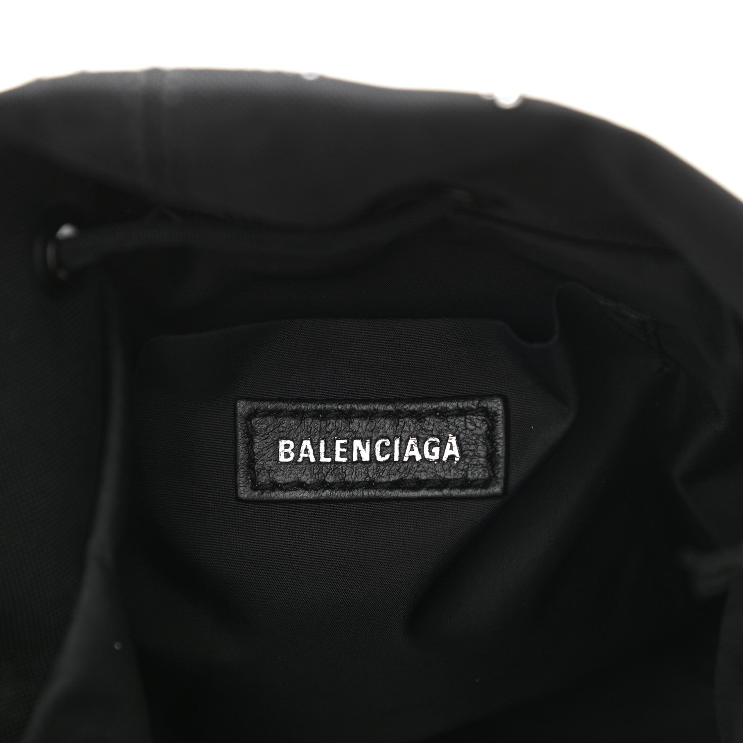 Balenciaga Recycled Sport Nylon Crystal Allover Logo Wheel Drawstring Bucket Bag Black Crystal 6 of 8