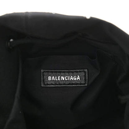Balenciaga Recycled Sport Nylon Crystal Allover Logo Wheel Drawstring Bucket Bag Black Crystal 6 of 8