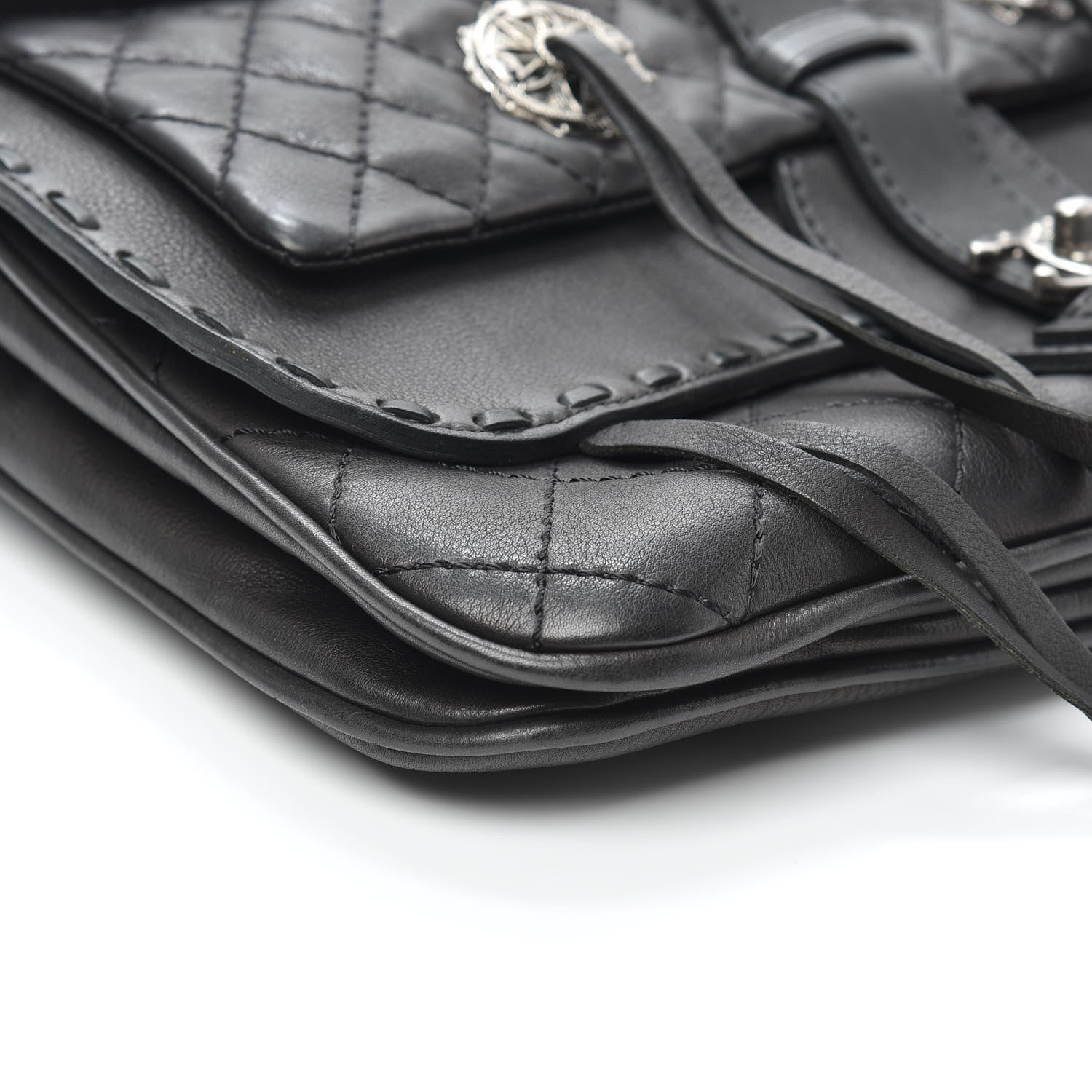 Chanel Calfskin Quilted Dallas Saddle Bag Black 9 of 10