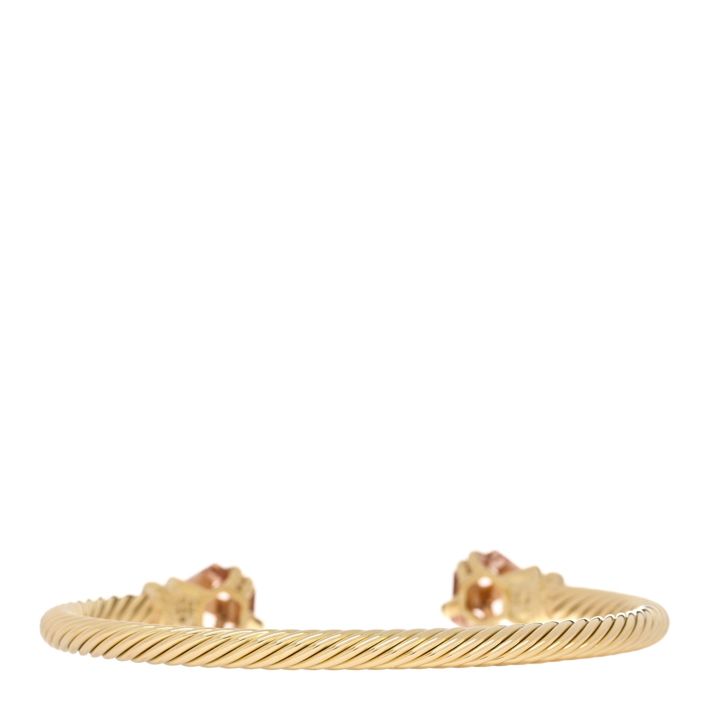 18K Yellow Gold Morganite Diamond 4mm Cable Wrap Bracelet