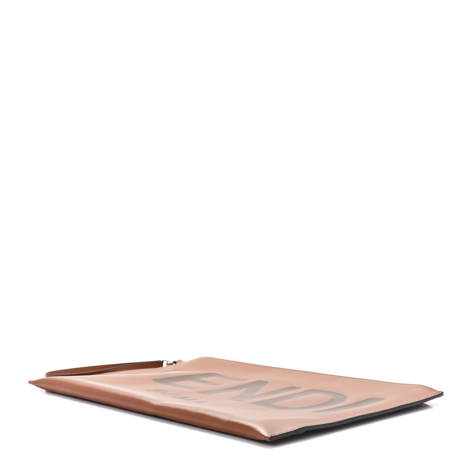 Fendi Vitello King Logo Embossed Large Flat Pouch Cuoio 9 of 11