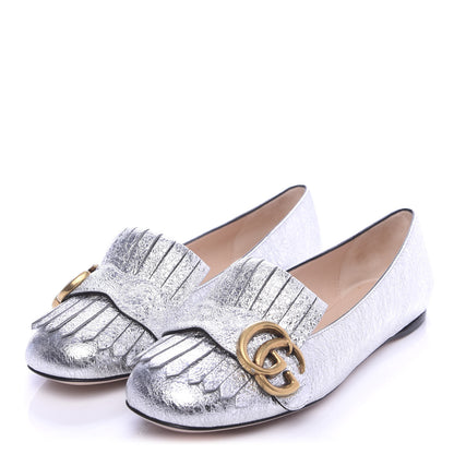 Gucci Galassia GG Marmont Fringe Flats 35 Argento 3 of 9