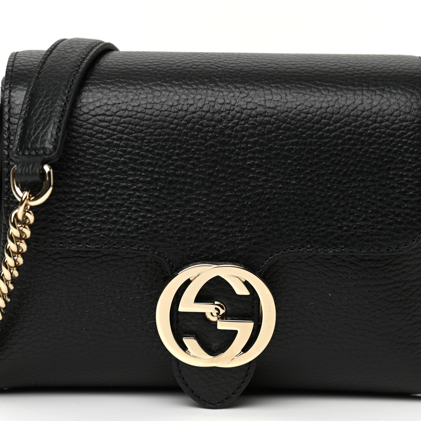 Dollar Calfskin Interlocking G Crossbody Bag Black