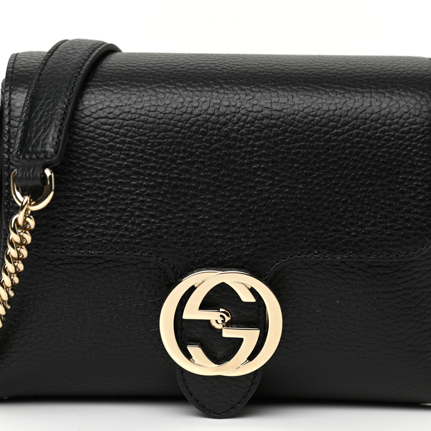Gucci Dollar Calfskin Interlocking G Crossbody Bag Black 8 of 10