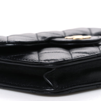 Chanel Lambskin Quilted Top Handle Flap Coin Purse With Chain Black 10 of 11